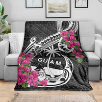 Guam Chamorro Blanket Bougainvillea Black Polynesian Tribal Pattern