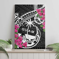 Guam Chamorro Canvas Wall Art Bougainvillea Black Polynesian Tribal Pattern