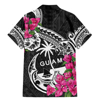 Guam Chamorro Family Matching Mermaid Dress and Hawaiian Shirt Bougainvillea Black Polynesian Tribal Pattern