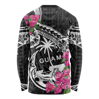 Guam Chamorro Long Sleeve Shirt Bougainvillea Black Polynesian Tribal Pattern