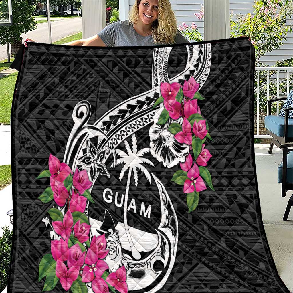 Guam Chamorro Quilt Bougainvillea Black Polynesian Tribal Pattern