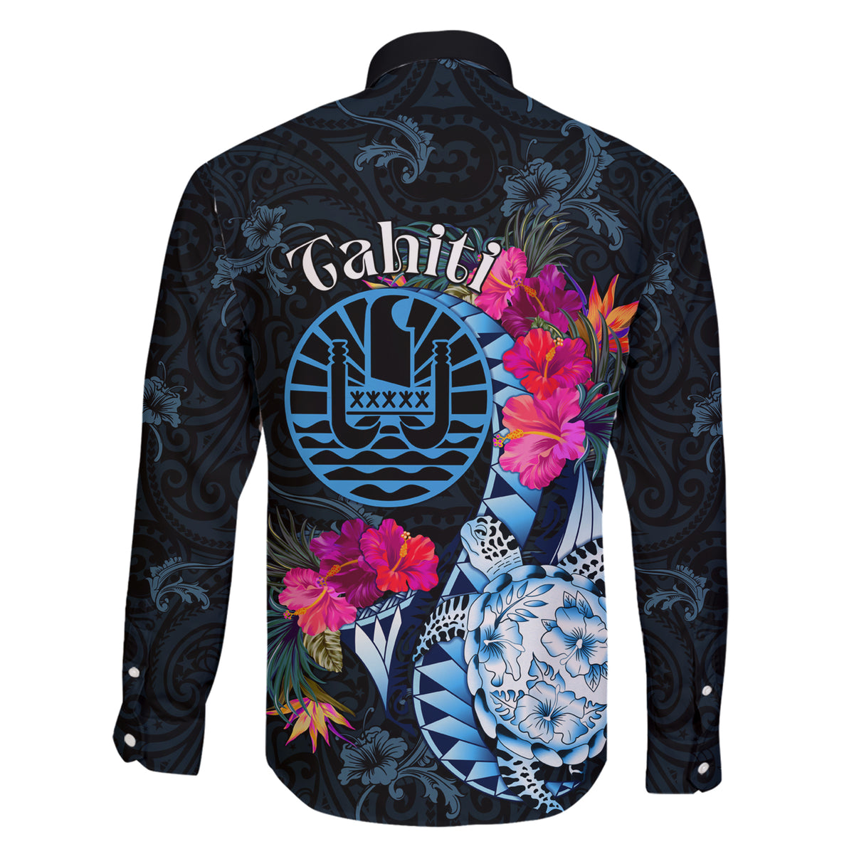 Tahiti Ia Orana Family Matching Short Sleeve Bodycon Dress and Hawaiian Shirt Polynesian Turtle With Coat Of Arms LT05 - Polynesian Pride