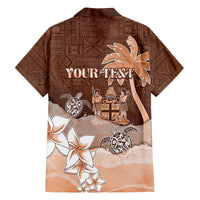Personalised Bula Fiji Family Matching Tank Maxi Dress and Hawaiian Shirt Fijian Masi Pattern With Brown Coat Of Arms LT05 - Polynesian Pride