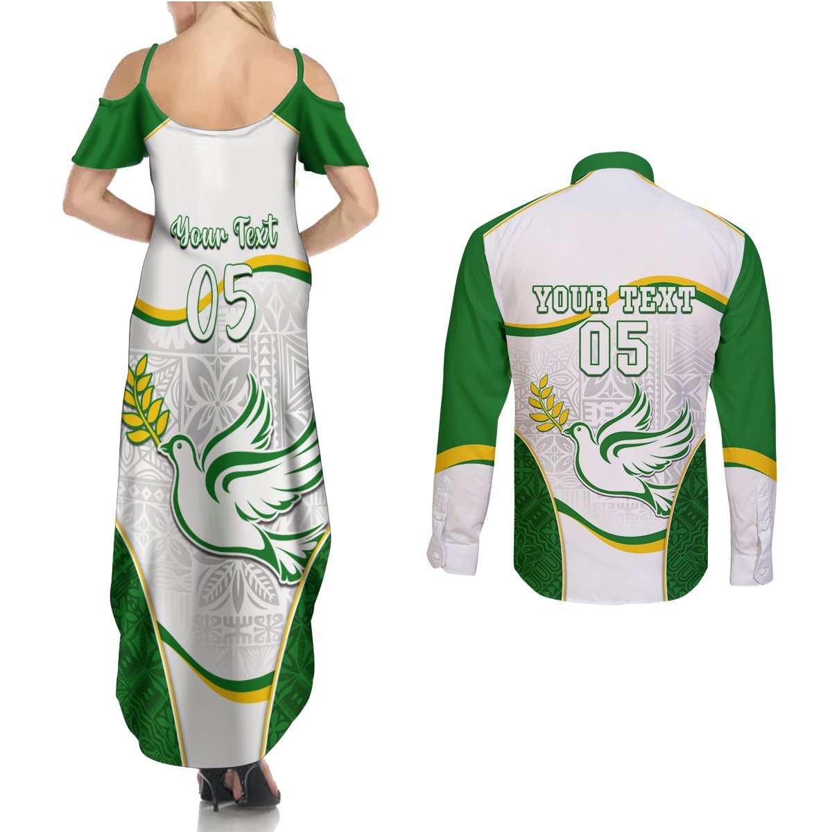 Custom Tailevu Rugby Couples Matching Summer Maxi Dress and Long Sleeve Button Shirt Fiji Tapa Pattern LT05 - Polynesian Pride