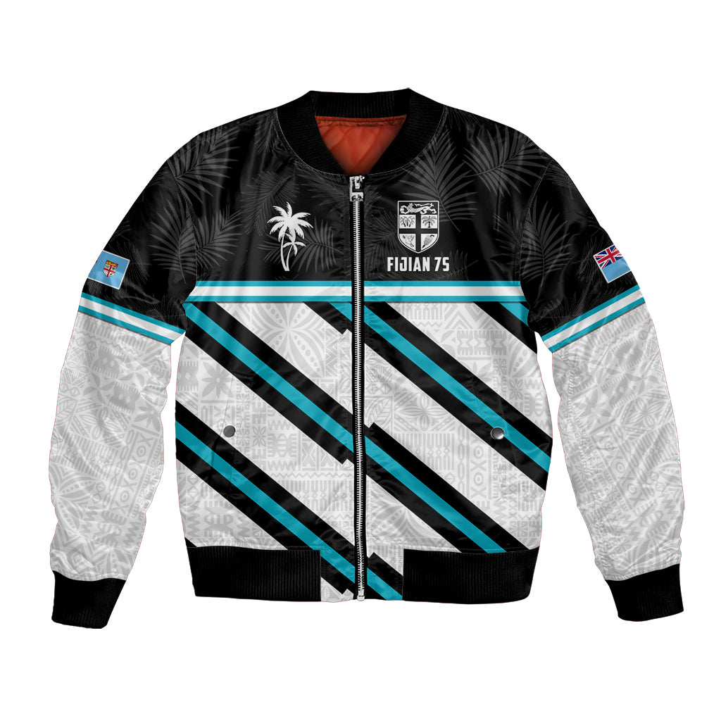 Custom Fiji Rugby Bomber Jacket Fijian 7s With Tapa Pattern LT05 Unisex White - Polynesian Pride