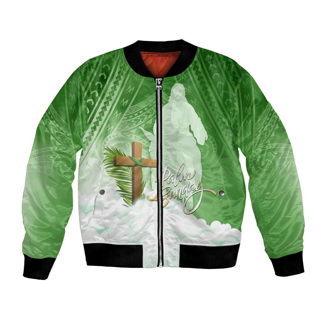 Happy Palm Sunday Bomber Jacket With Polynesian Pattern LT05 Unisex Green - Polynesian Pride