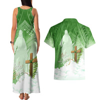 Happy Palm Sunday Couples Matching Tank Maxi Dress and Hawaiian Shirt With Polynesian Pattern LT05 - Polynesian Pride