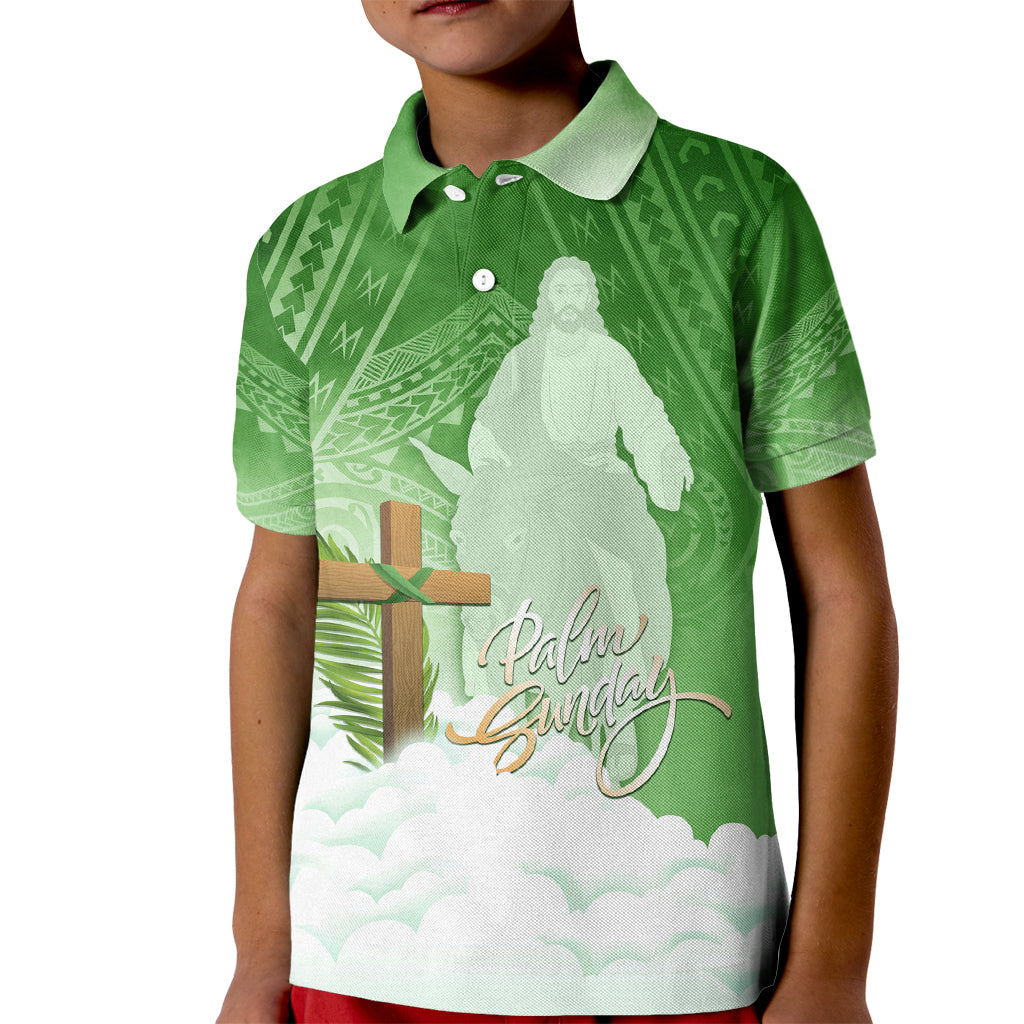 Happy Palm Sunday Kid Polo Shirt With Polynesian Pattern LT05 Kid Green - Polynesian Pride