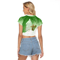 Happy Palm Sunday Raglan Cropped T Shirt With Polynesian Pattern LT05 - Polynesian Pride