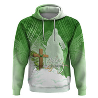 Happy Palm Sunday Zip Hoodie With Polynesian Pattern LT05 Pullover Hoodie Green - Polynesian Pride