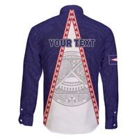 Personalised American Samoa Flag Day Family Matching Off The Shoulder Long Sleeve Dress and Hawaiian Shirt Flag Style