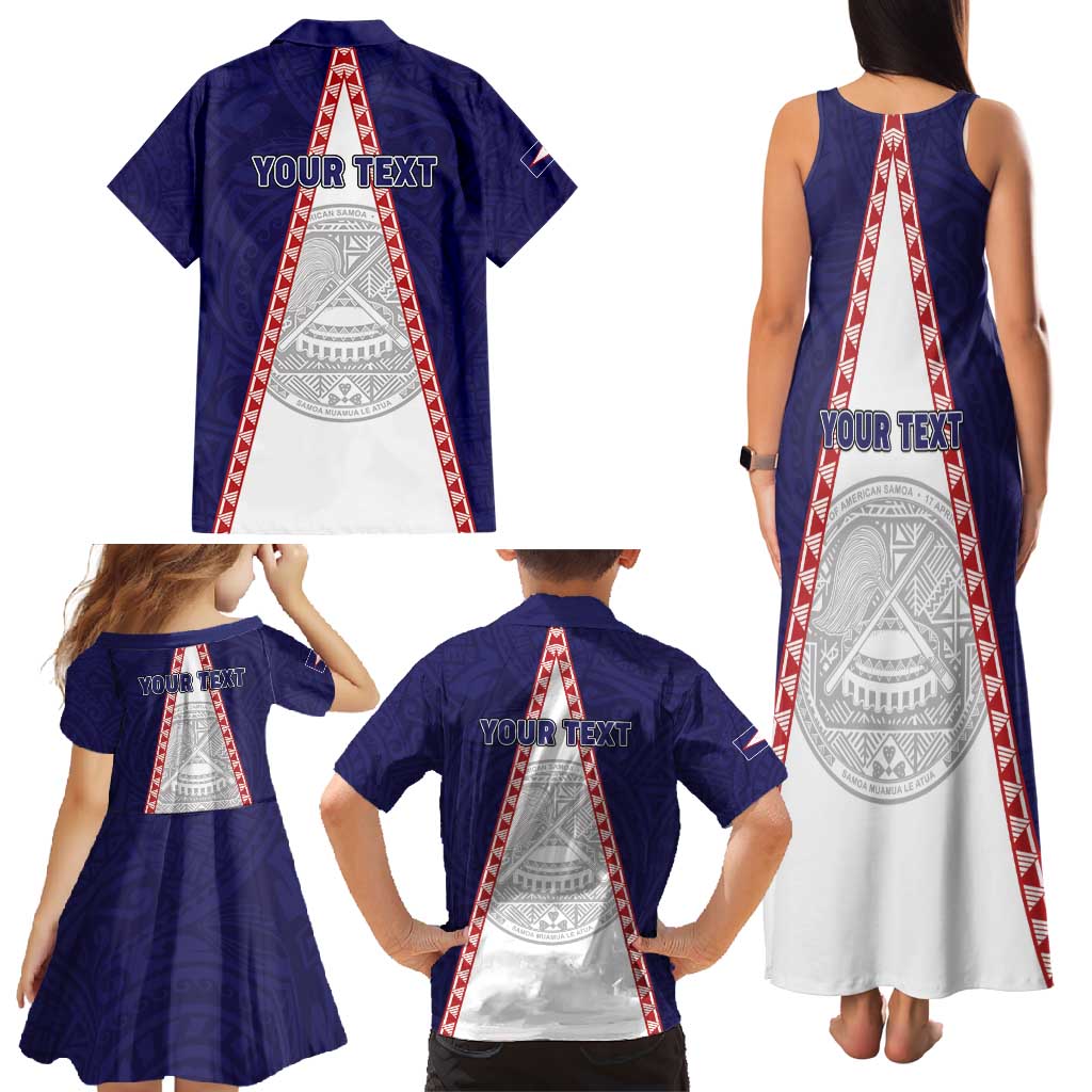 Personalised American Samoa Flag Day Family Matching Tank Maxi Dress and Hawaiian Shirt Flag Style