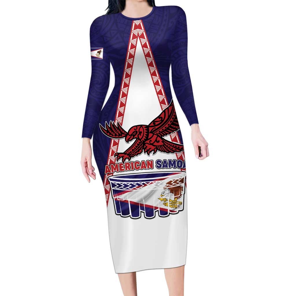 Personalised American Samoa Flag Day Long Sleeve Bodycon Dress Flag Style