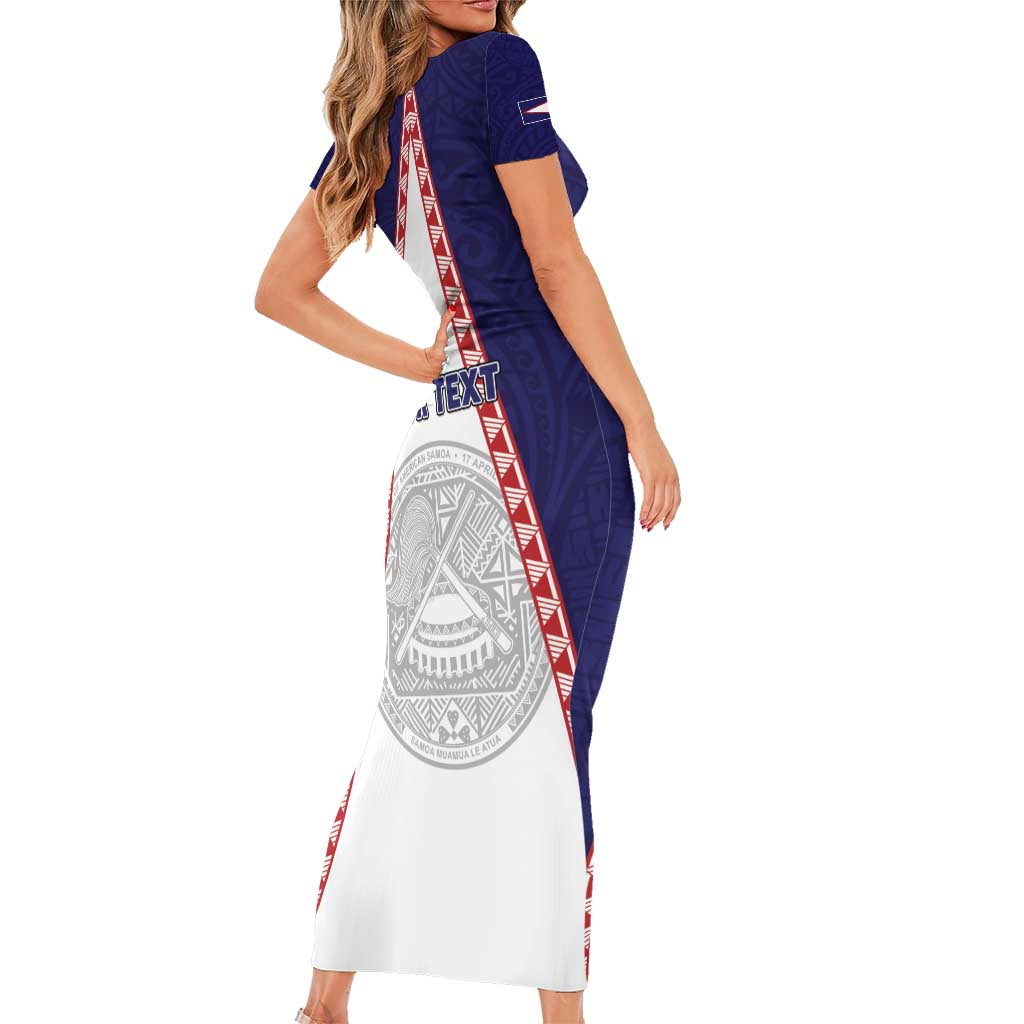 Personalised American Samoa Flag Day Short Sleeve Bodycon Dress Flag Style