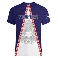 Personalised American Samoa Flag Day Women V-Neck T-Shirt Flag Style