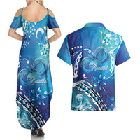 Polynesia Autism Awareness Couples Matching Summer Maxi Dress and Hawaiian Shirt Be In Awe Of My 'Tism