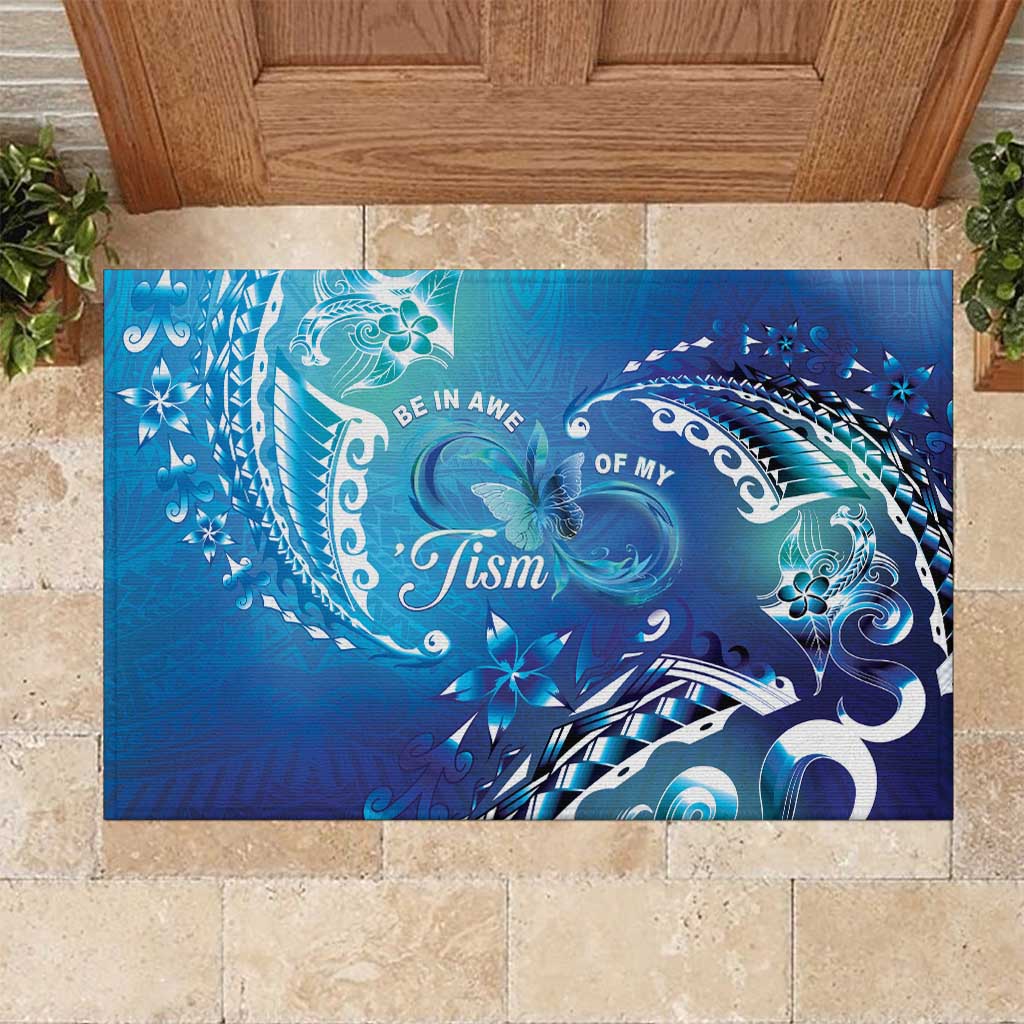 Polynesia Autism Awareness Rubber Doormat Be In Awe Of My 'Tism
