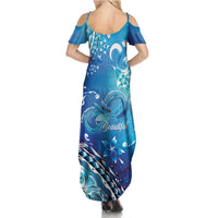 Polynesia Autism Awareness Summer Maxi Dress Be In Awe Of My 'Tism