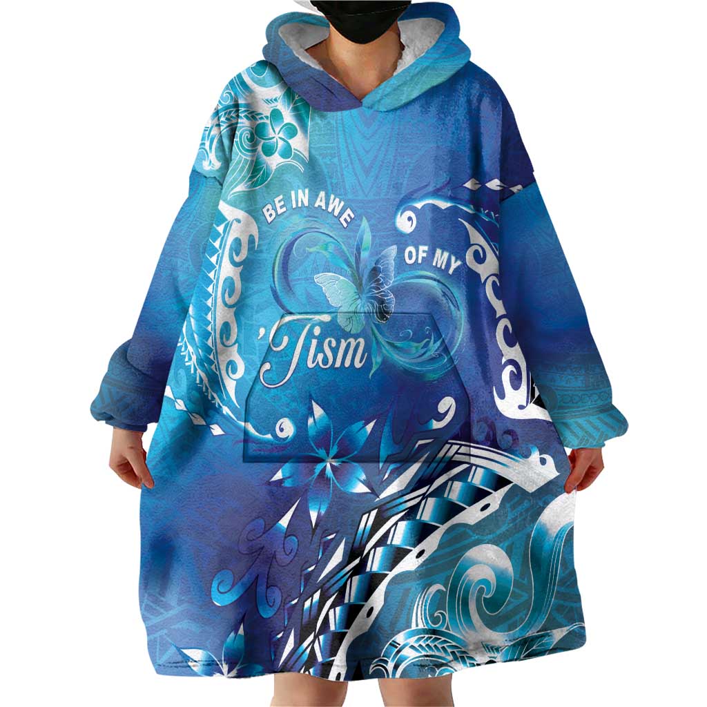 Polynesia Autism Awareness Wearable Blanket Hoodie Be In Awe Of My 'Tism