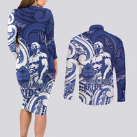 Guam Chief Kepuha Couples Matching Long Sleeve Bodycon Dress and Long Sleeve Button Shirt Chamorro Pride