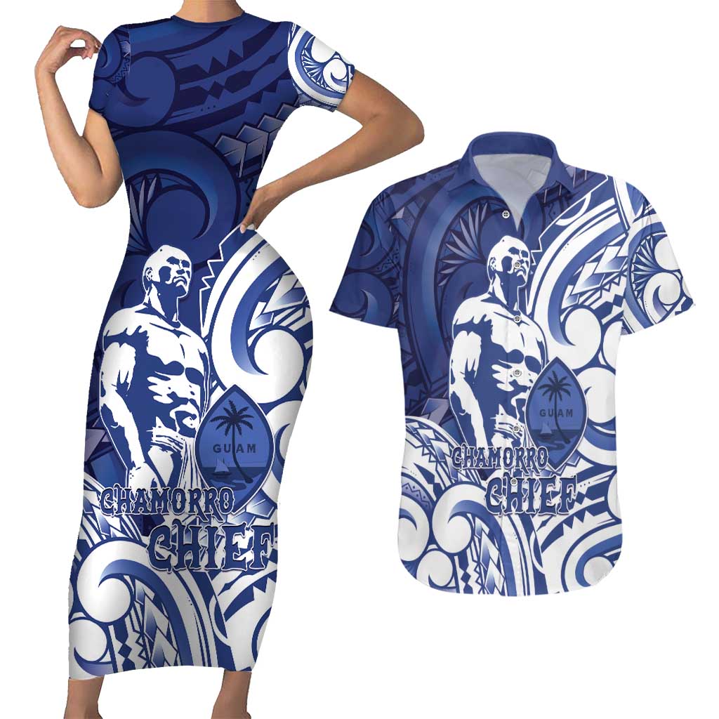 Guam Chief Kepuha Couples Matching Short Sleeve Bodycon Dress and Hawaiian Shirt Chamorro Pride