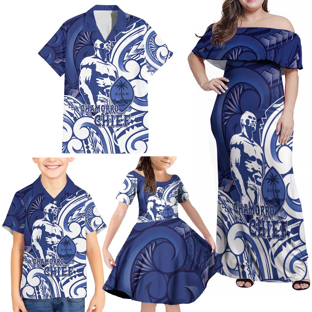 Guam Chief Kepuha Family Matching Off Shoulder Maxi Dress and Hawaiian Shirt Chamorro Pride
