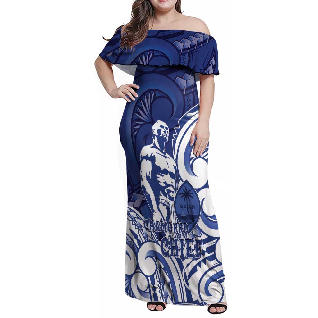 Guam Chief Kepuha Family Matching Off Shoulder Maxi Dress and Hawaiian Shirt Chamorro Pride