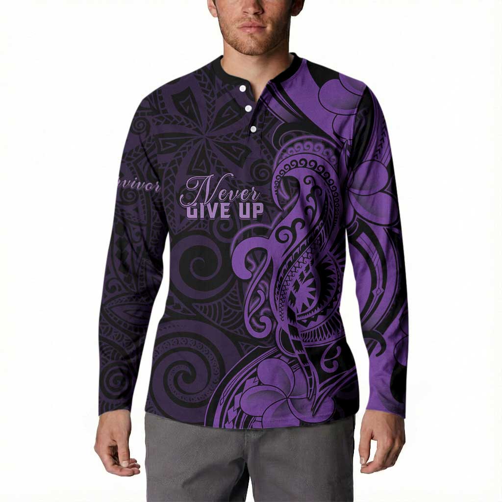 Personalised Lupus Warrior Button Sweatshirt Never Give Up Polynesian Style