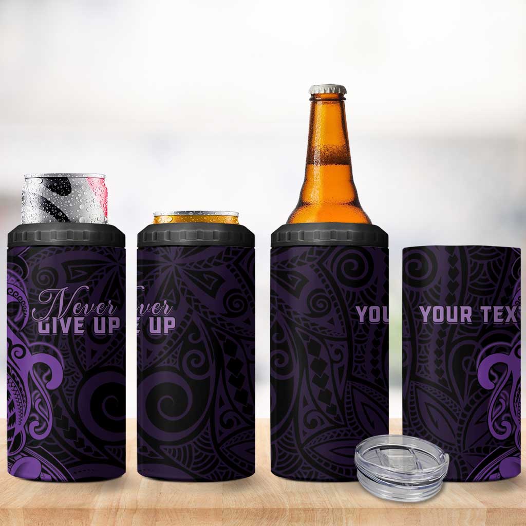 Personalised Lupus Warrior 4 in 1 Can Cooler Tumbler Never Give Up Polynesian Style LT05 - Polynesian Pride