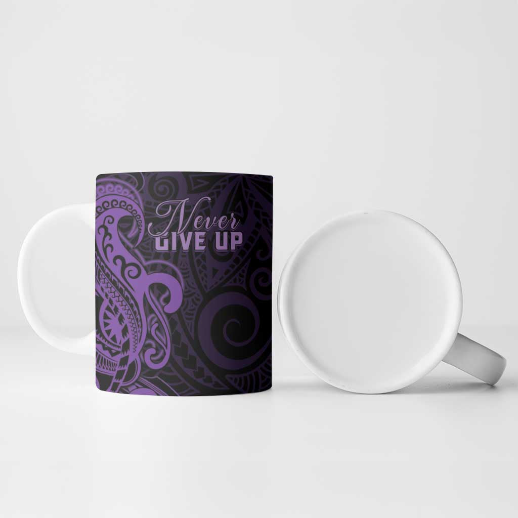 Personalised Lupus Warrior Ceramic Mug Never Give Up Polynesian Style