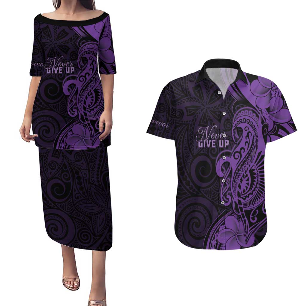 Personalised Lupus Warrior Couples Matching Puletasi and Hawaiian Shirt Never Give Up Polynesian Style