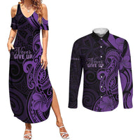Personalised Lupus Warrior Couples Matching Summer Maxi Dress and Long Sleeve Button Shirt Never Give Up Polynesian Style