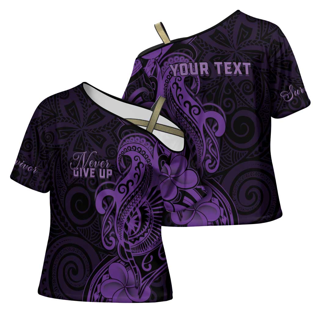 Personalised Lupus Warrior Cross Shoulder Shirt Never Give Up Polynesian Style