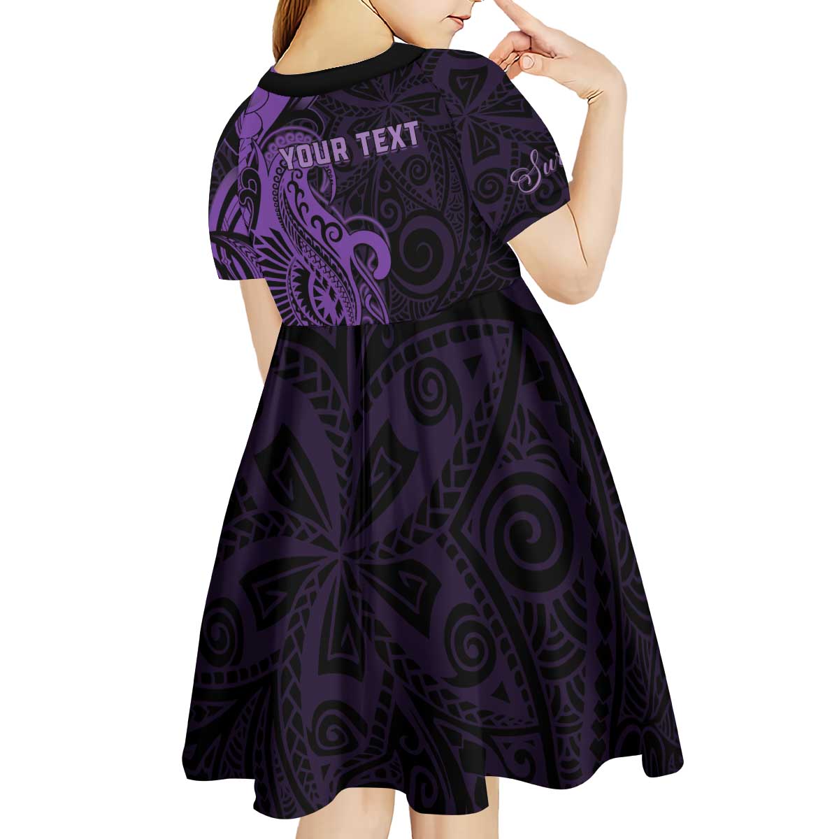 Personalised Lupus Warrior Kid Short Sleeve Dress Never Give Up Polynesian Style