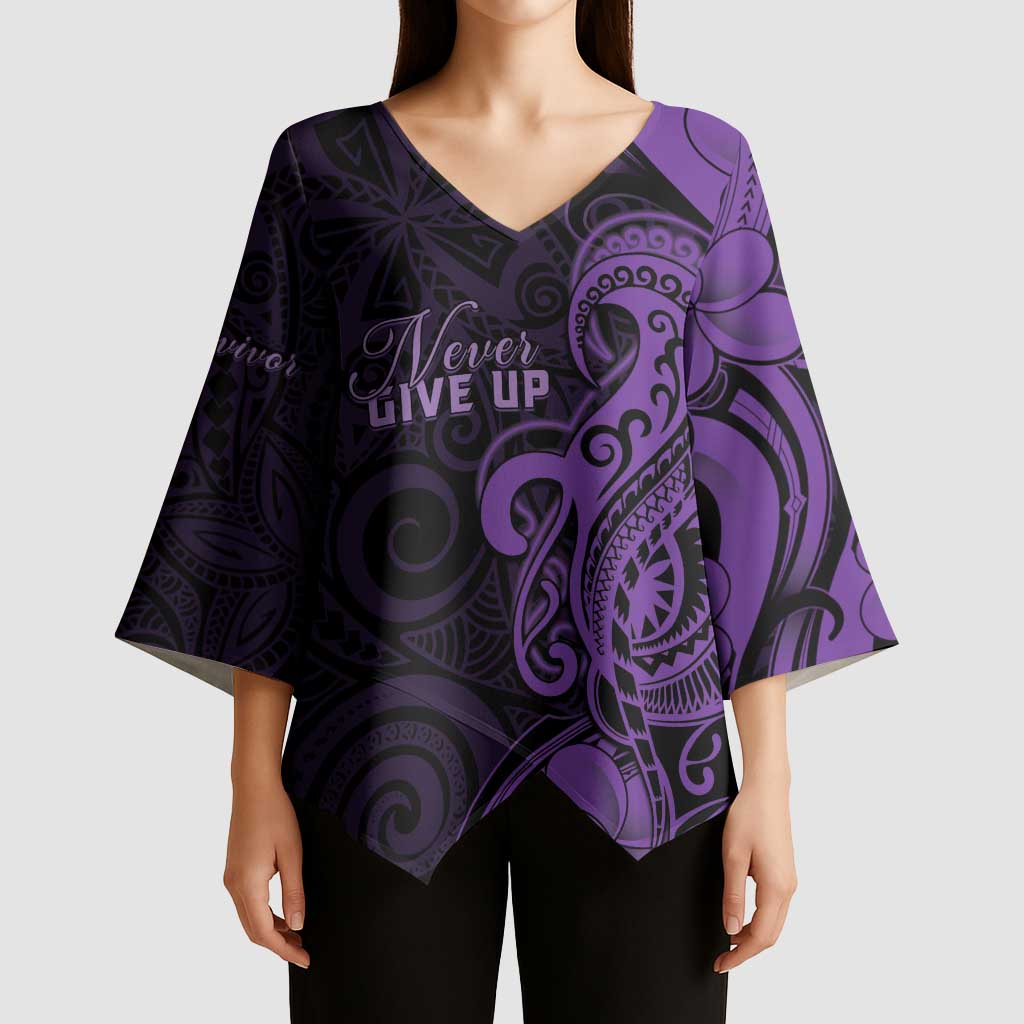 Personalised Lupus Warrior Kimono Sleeve Blouse Never Give Up Polynesian Style