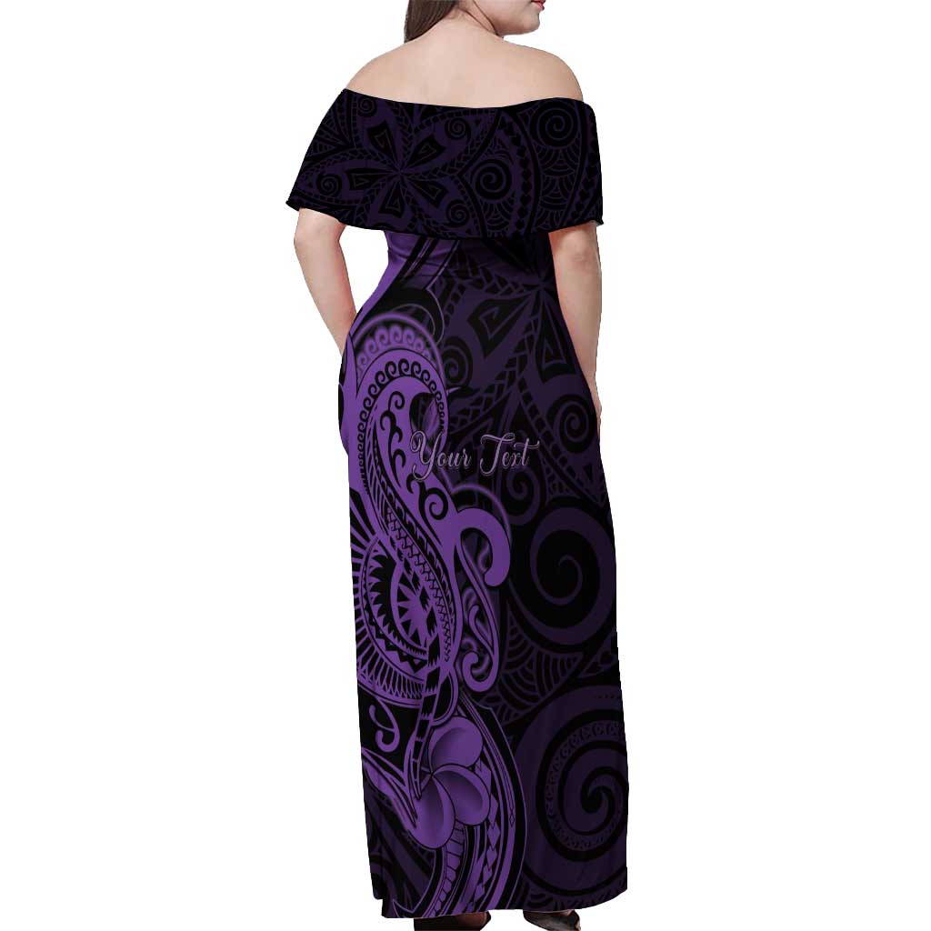 Personalised Lupus Warrior Off Shoulder Maxi Dress Never Give Up Polynesian Style