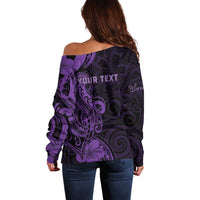 Personalised Lupus Warrior Off Shoulder Sweater Never Give Up Polynesian Style