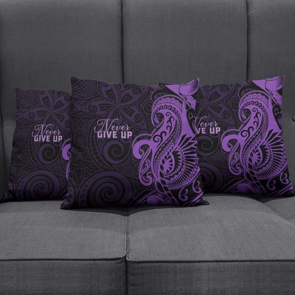 Lupus Warrior Pillow Cover Never Give Up Polynesian Style
