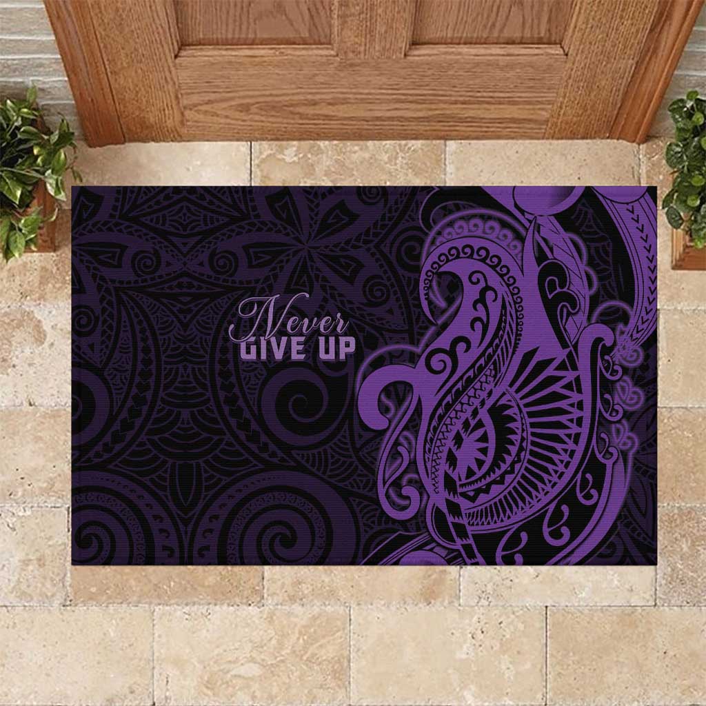 Lupus Warrior Rubber Doormat Never Give Up Polynesian Style