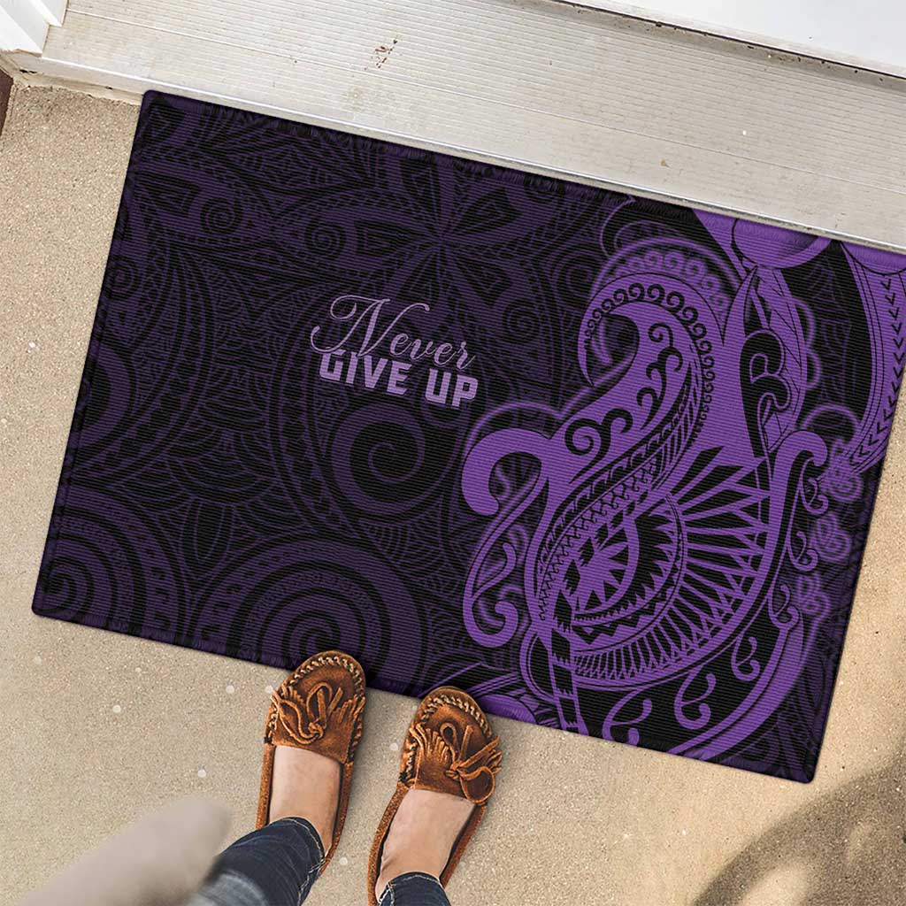 Lupus Warrior Rubber Doormat Never Give Up Polynesian Style