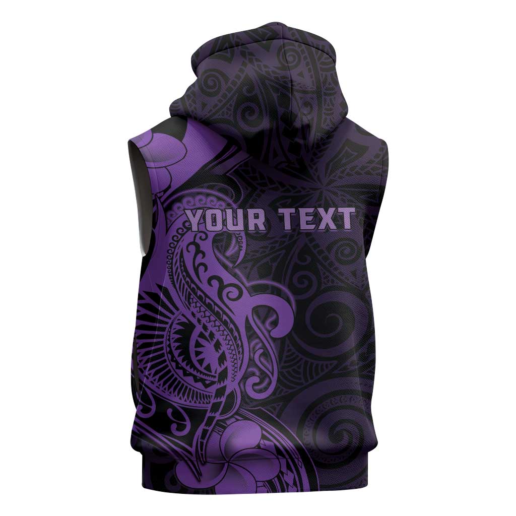Personalised Lupus Warrior Sleeveless Zip Hoodie Never Give Up Polynesian Style