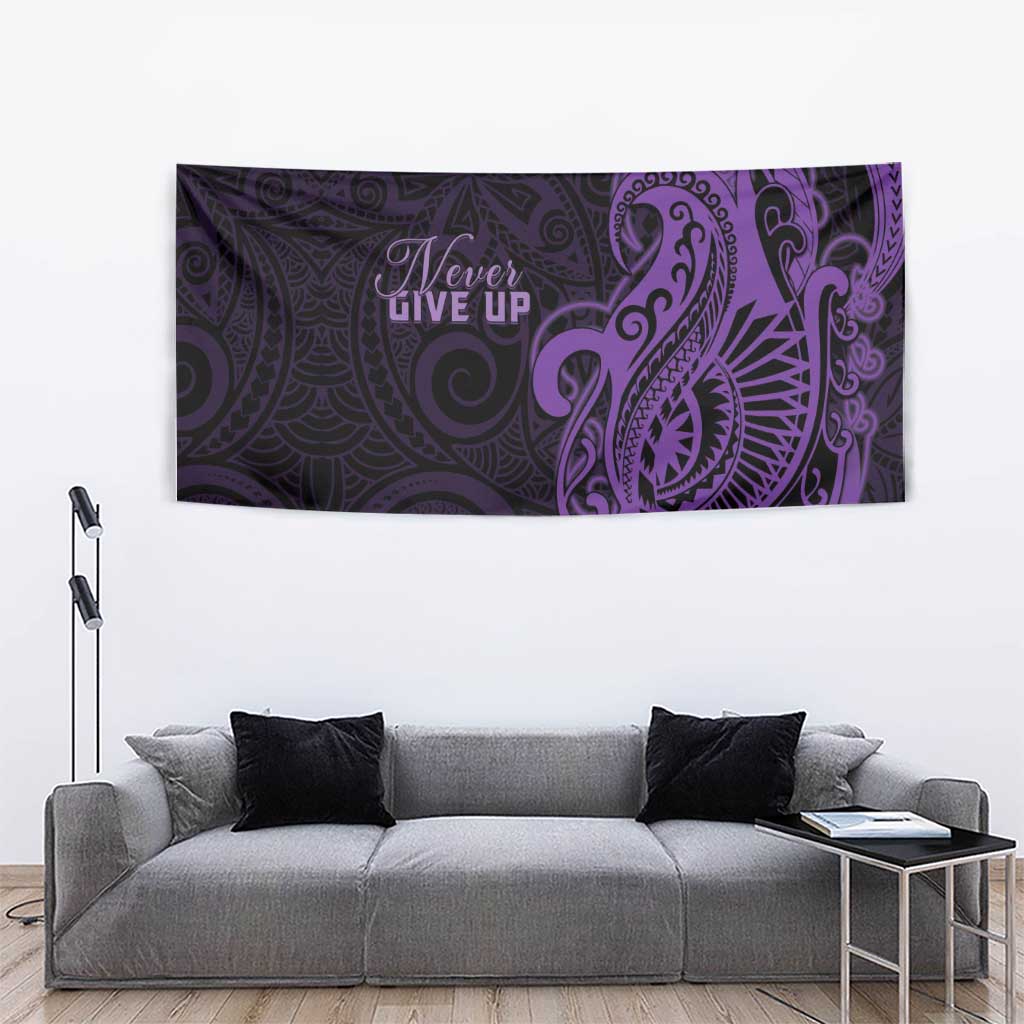 Lupus Warrior Tapestry Never Give Up Polynesian Style
