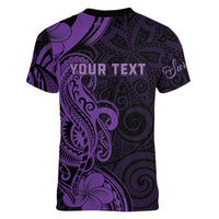 Personalised Lupus Warrior Women V-Neck T-Shirt Never Give Up Polynesian Style