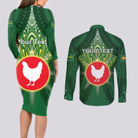 Personalized American Samoa Manu'a Cession Day Couples Matching Long Sleeve Bodycon Dress and Long Sleeve Button Shirt With Polynesian Pattern