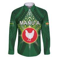 Personalized American Samoa Manu'a Cession Day Family Matching Tank Maxi Dress and Hawaiian Shirt With Polynesian Pattern LT05 Dad's Shirt - Long Sleeve Green - Polynesian Pride