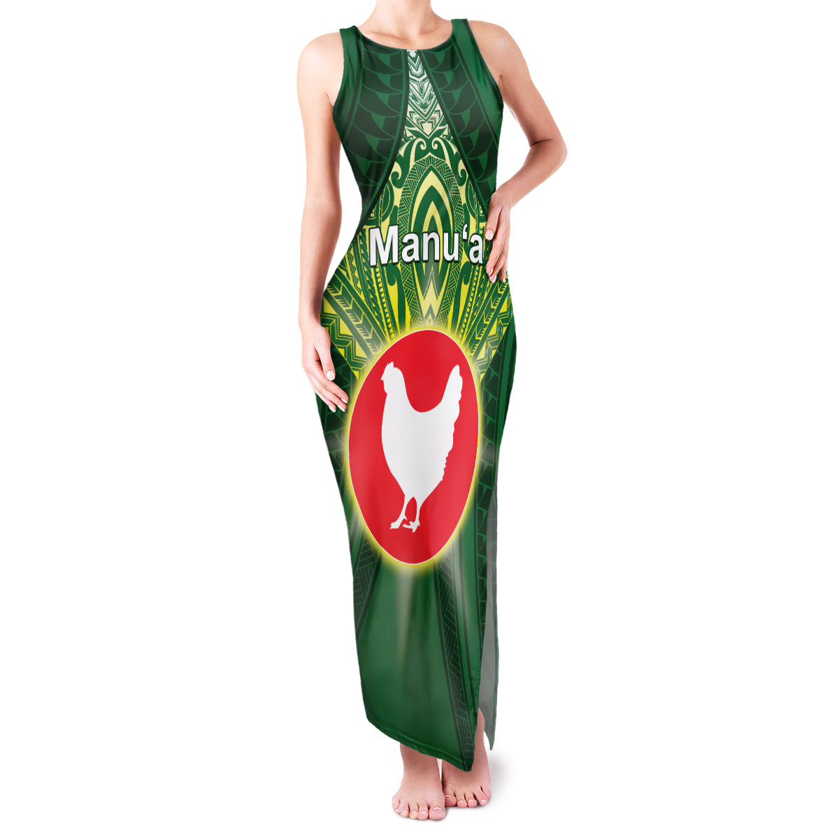 Personalized American Samoa Manu'a Cession Day Family Matching Tank Maxi Dress and Hawaiian Shirt With Polynesian Pattern LT05 Mom's Dress Green - Polynesian Pride