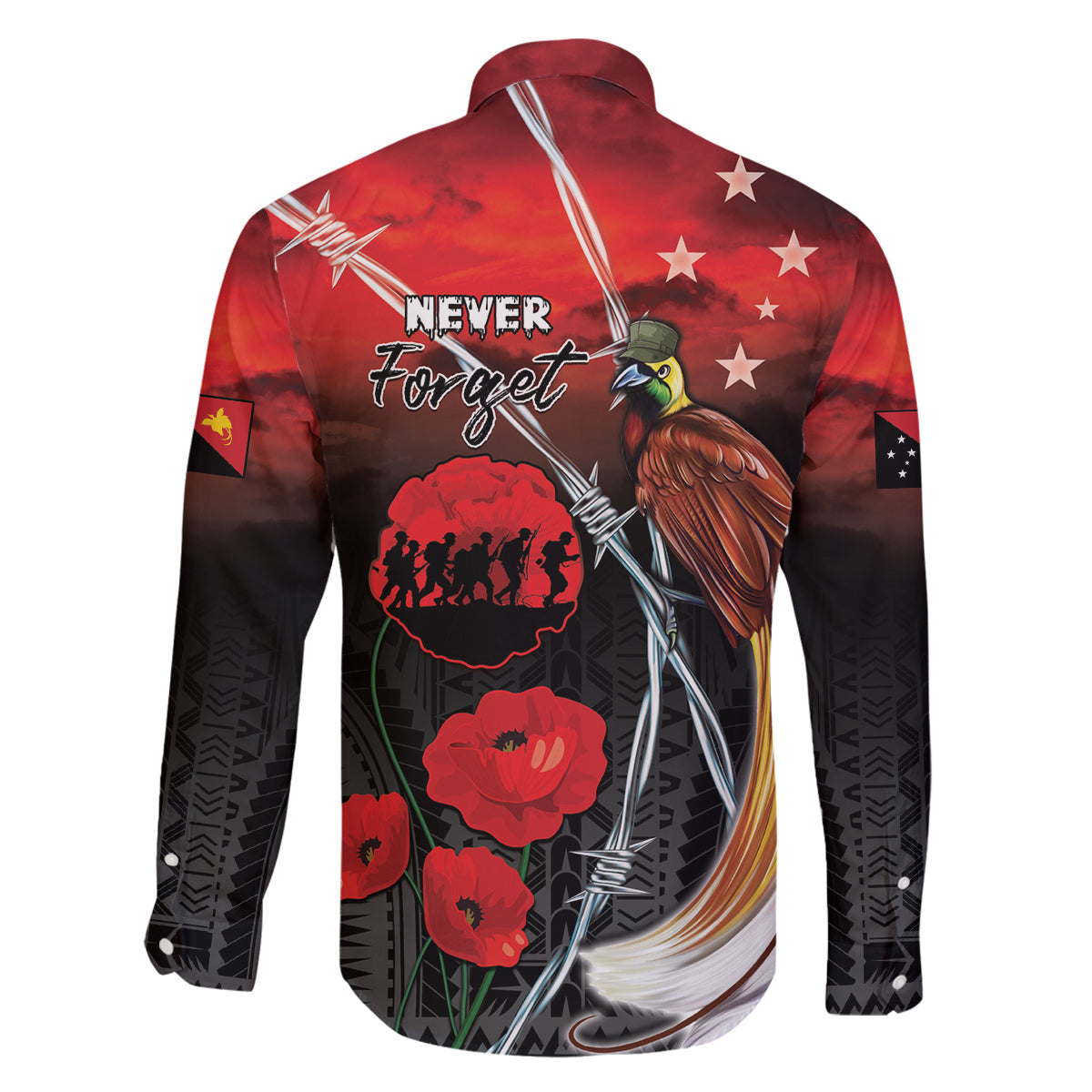 Papua New Guinea Remembrance Day Family Matching Long Sleeve Bodycon Dress and Hawaiian Shirt Lest We Forget