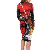 Papua New Guinea Remembrance Day Family Matching Long Sleeve Bodycon Dress and Hawaiian Shirt Lest We Forget