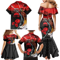 Papua New Guinea Remembrance Day Family Matching Mermaid Dress and Hawaiian Shirt Lest We Forget