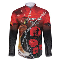 Papua New Guinea Remembrance Day Family Matching Off The Shoulder Long Sleeve Dress and Hawaiian Shirt Lest We Forget